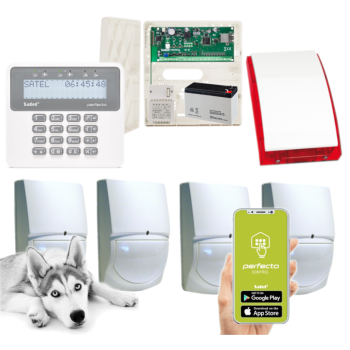 ZESTAW ALARMOWY SATEL PERFECTA-IP 32-WRL 4 CZUJKI SWAN QUAD + PRF-LCD + SYRENA SP-4001R